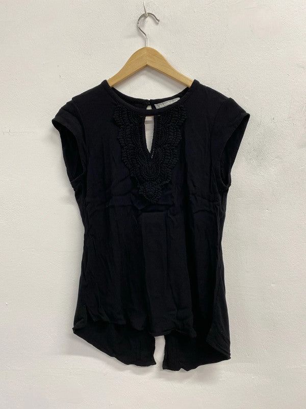 Fabulous Daniel Rainn Black loose broderie black top UkM KS003