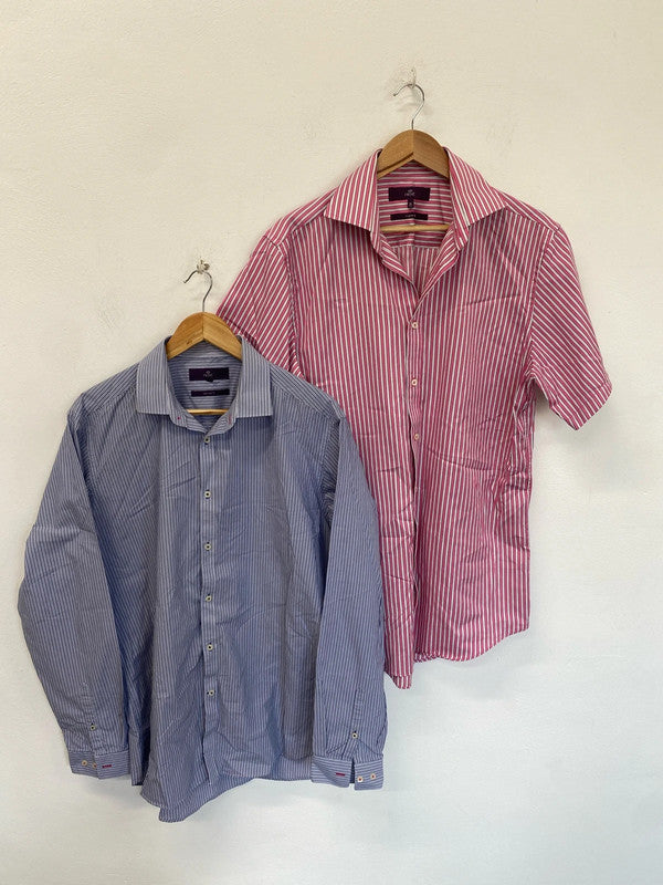Duo of men’s striped shirts Next 16/16.5” blue Pink ND001