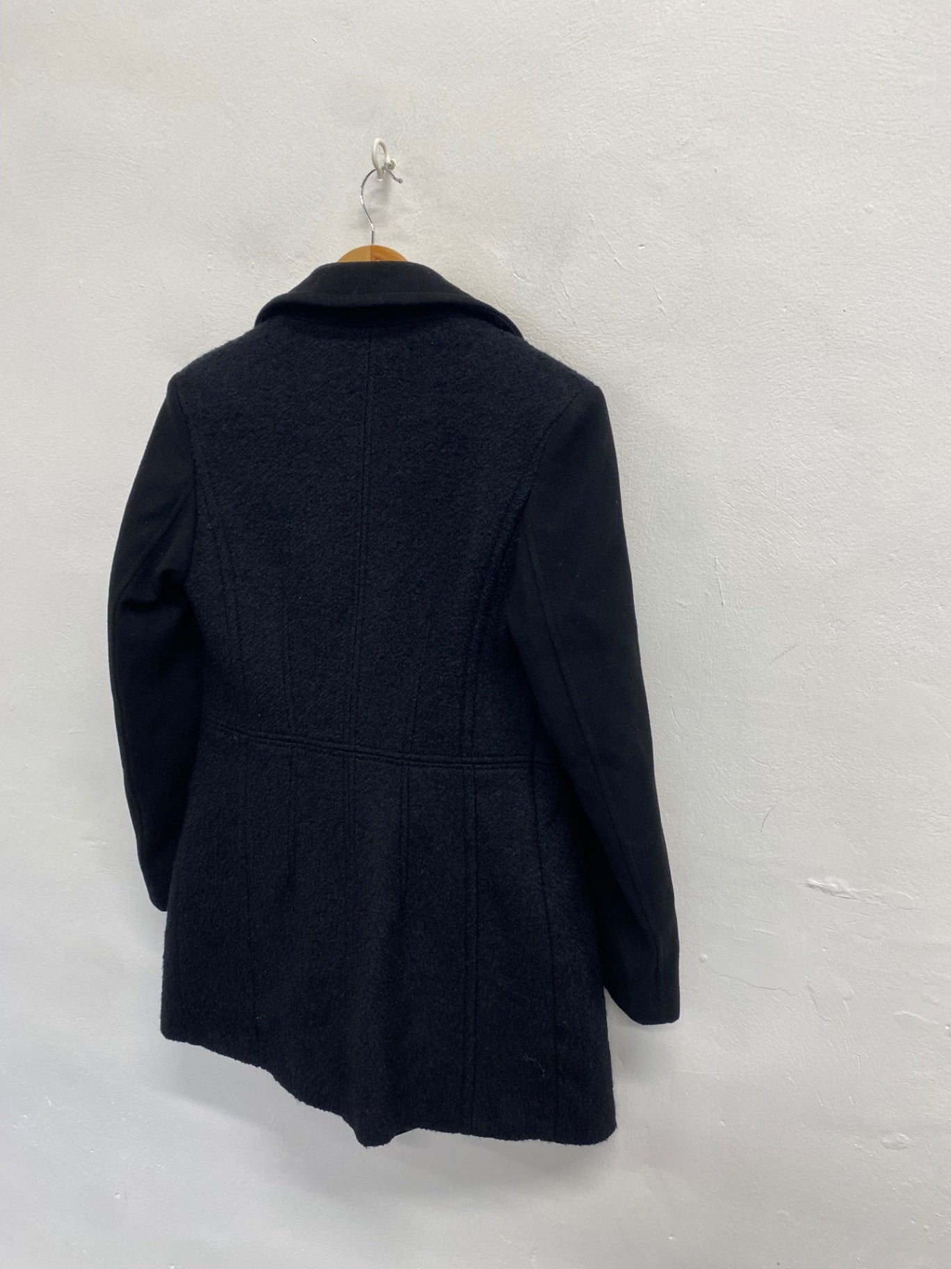 Fabulous Marks & Spencers Aviator jacket Uk 8 Black wool blend KC528