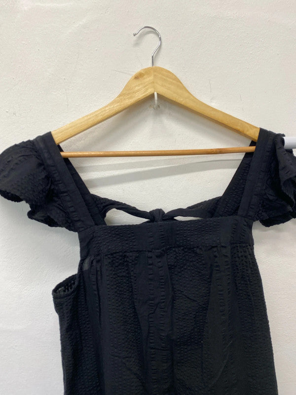 Fab F&F summer seersucker black dress Uk10 MB001