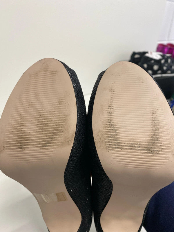 Fabulous Carvela Black peep toe shimmer sparkly party stilletos UK6 LH002