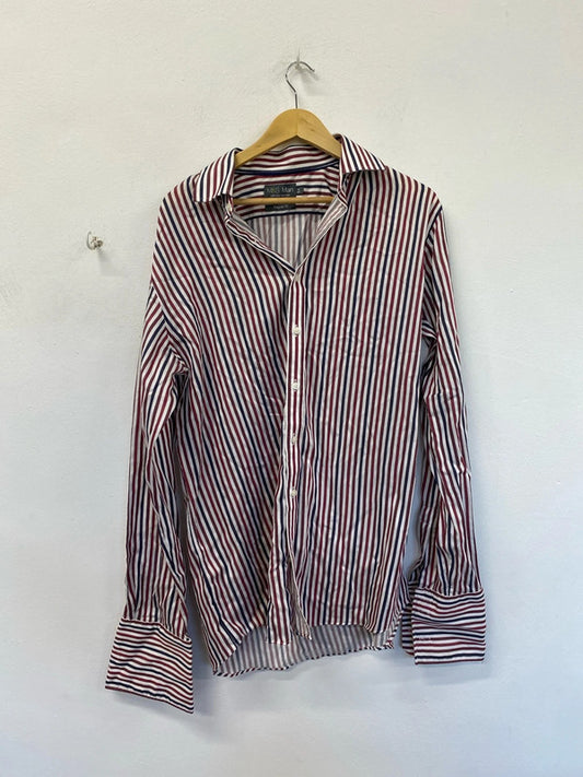 Fabulous Men’s M&S regular fit red mix button up shirt size L KD001