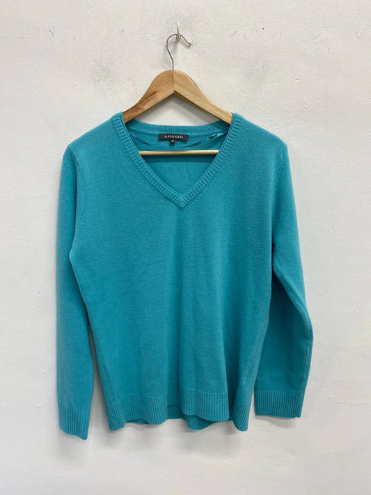 Fabulous Italian Adagio double V neck tight knit jumper Uk12/14 KD001