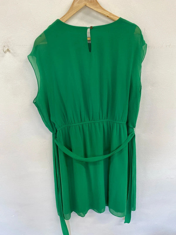 Stunning Emma & Michelle green floaty fit and flare dress uk 18 NC001