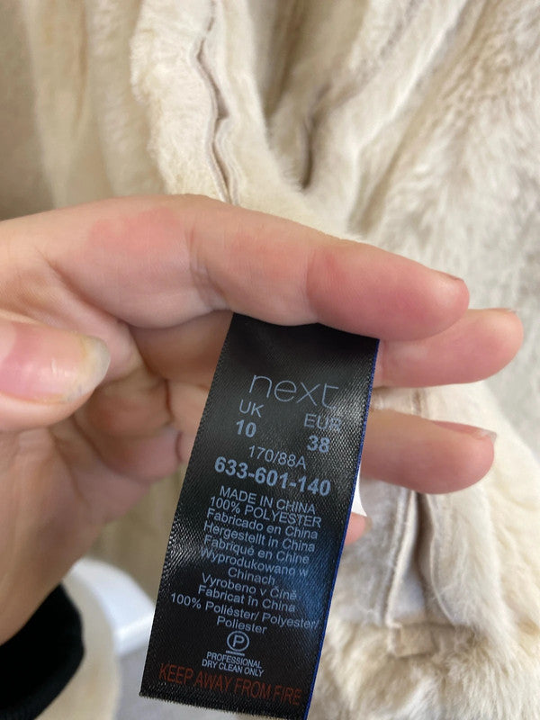 Next Fabulous Cream Faux Fur & Faux Leather Jacket UK 10 CJ001