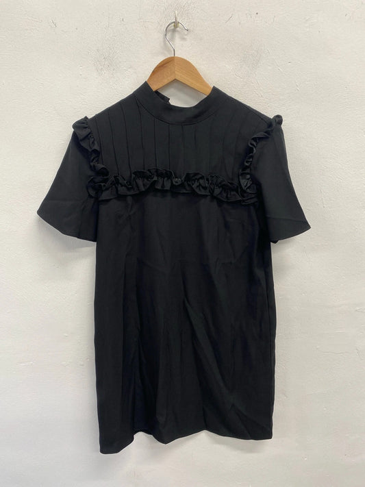 Stunning river island black grill detail tshirt dress mini UK 8 KM004