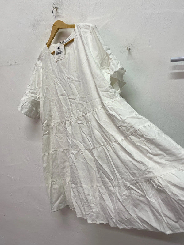 Atmos & Here Lyala Linen blend smock dress Uk22 IM001