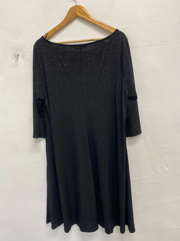 Stunning M&Co black midi smock Diamante sparkle dress UK 22 JW002