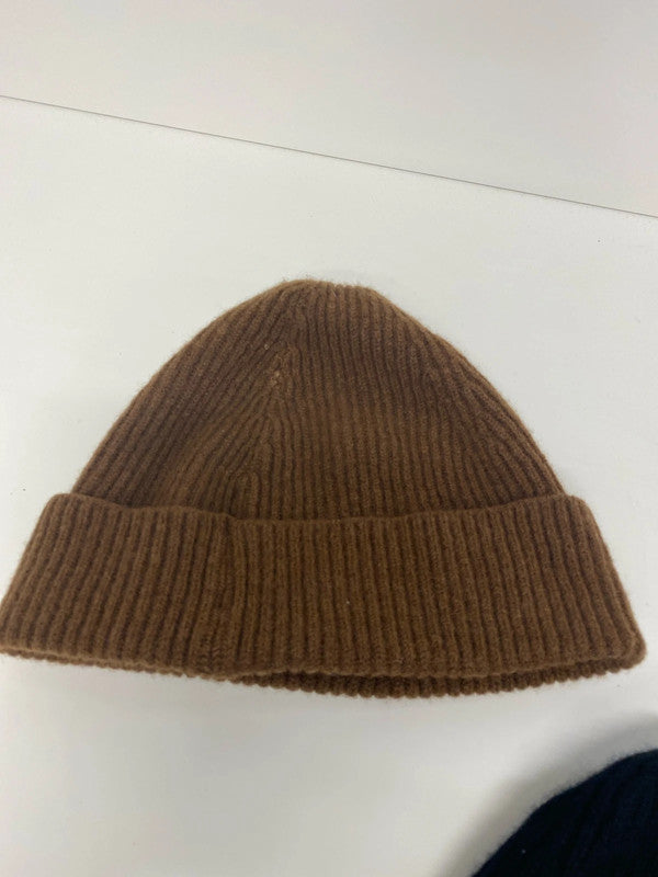 Fab duo of Genevieve Sweeney beanies brown & Black Lambswool RF001