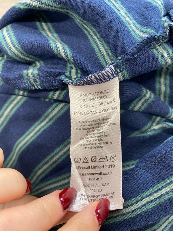 Lovely Seasalt Cornwall blue green striped tunic UK 10 MM005