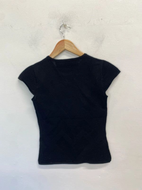 Lovely Karen Millen black textured tshirt UK S AE001