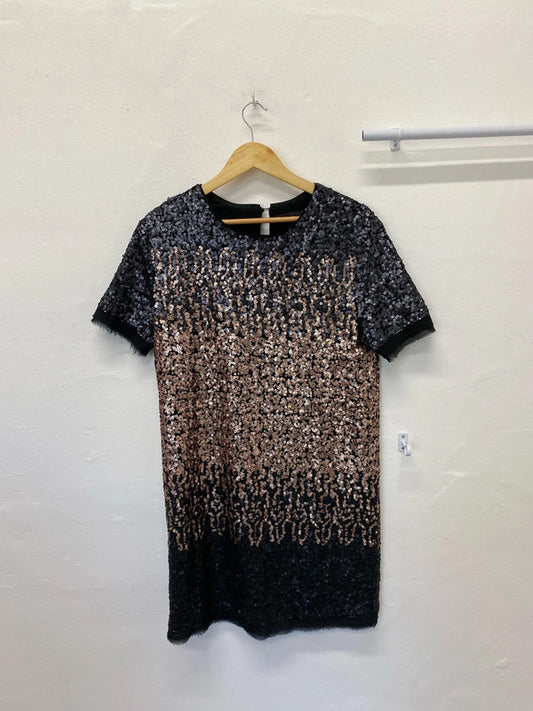 Fab Next classic sequin party dress rose gold & black Uk12 MB001