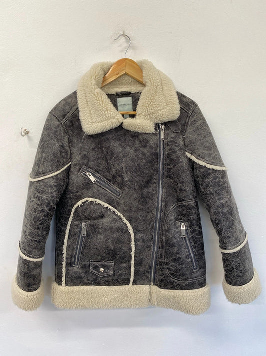 Gorgeous UrbanCode flying jacket Sherpa faux leather 10 grey RF001