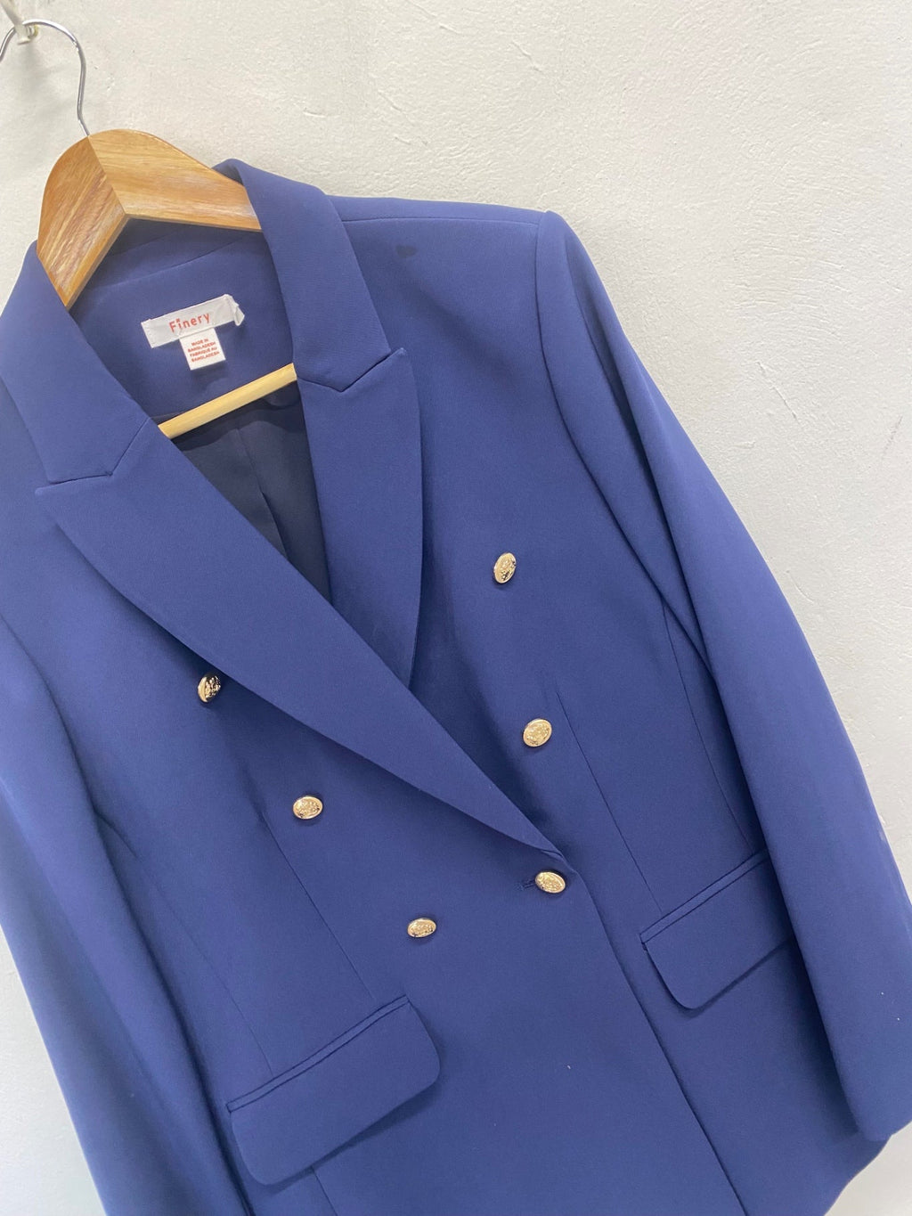 Stunning Finery Blazer UK 12 Navy gold formal KC528