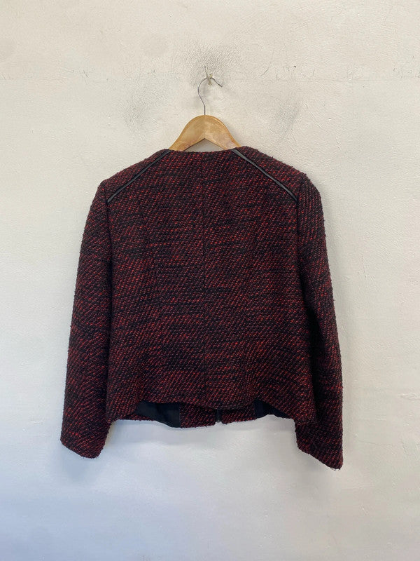 Lovely m&s burgundy black textured jacket UK 14 AO001
