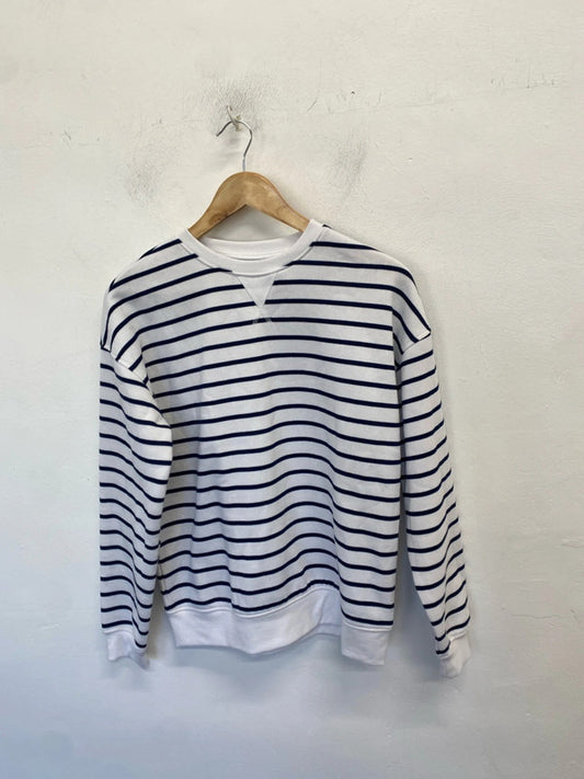 Lovely papaya black white stripe jumper UK S AO001