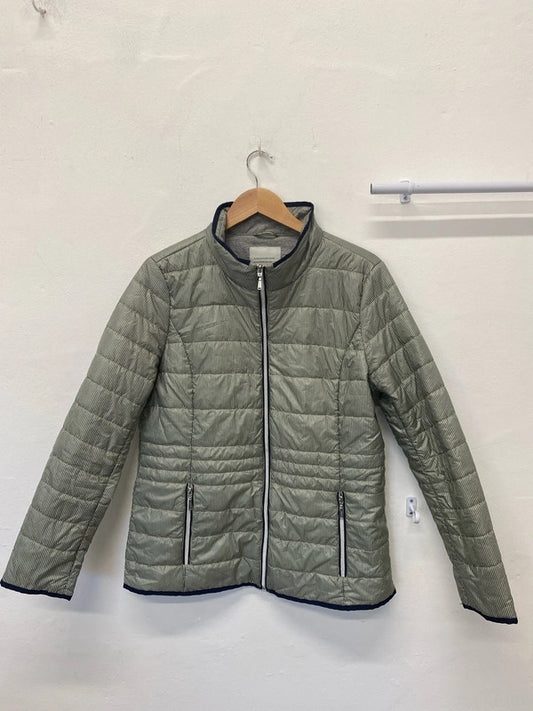 Fabulous Danwear Vintage puffer coat Green white striped Uk12 MW001
