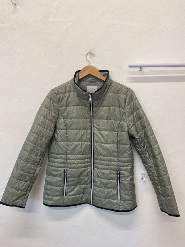 Fabulous Danwear Vintage puffer coat Green white striped Uk12 MW001