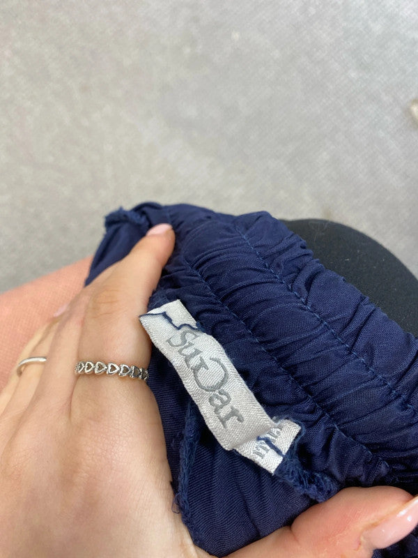 Lovely sugarbabe silk blend blue relax trouser drawstring made in Italy UK 10 SS002