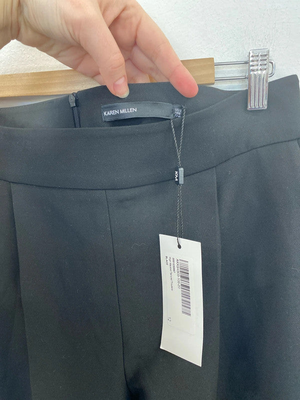 Karen Millen Stylish Black High Waisted Tailored Trousers UK 12 LN001