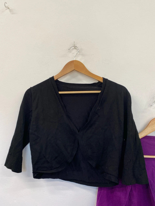Fabulous duo of Bolero cardigans Coast UkL purple / black #8 KM005