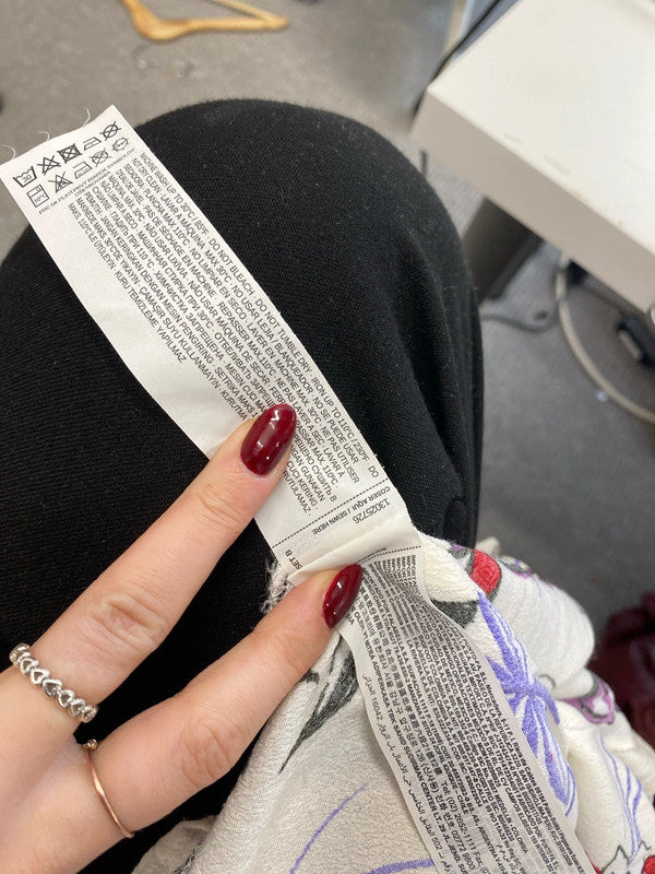 Lovely mango purple cream floral blouse UK L LB005