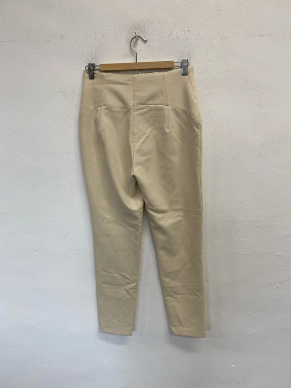 Stunning zara beige cropped trousers UK M JB001