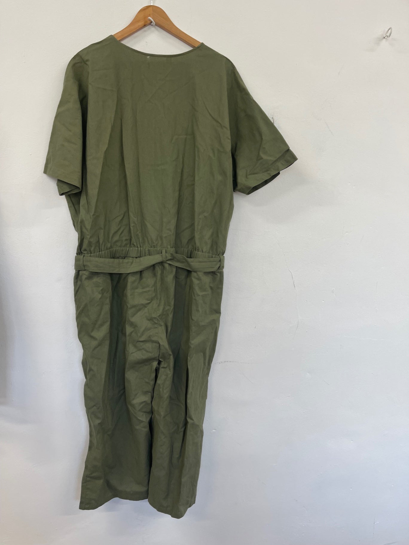 Stunning bpc Linen Cotton Jumpsuit UK24 Olive green LL554