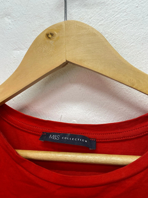 Fabulous M&S Red tiered Smock dress pure cotton Uk14 IM001