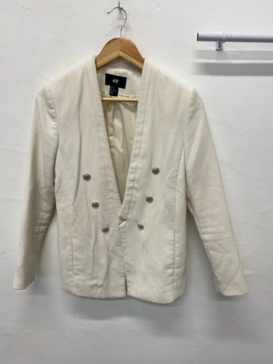Fab H&M Ivory blazer Uk8 military vibes classic formal JB001