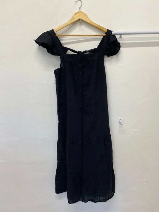 Fab F&F summer seersucker black dress Uk10 MB001