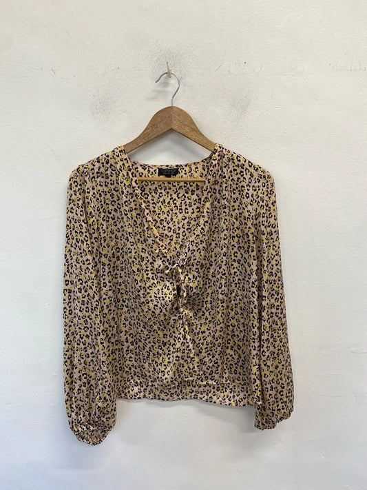 Lovely Topshop pink yellow floral tie blouse UK 10 LB004