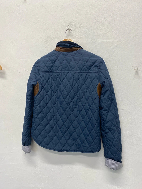 Fabulous River Island Navy quilted Jacket UK6 faux leather KM004