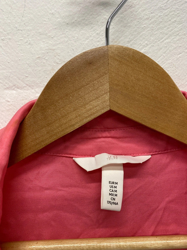 Lovely Zara pink wrap tie low neck collar mini dress pink UK M KS002