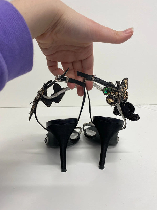 Karen Millen Gorgeous Black Embellished Butterfly Heels UK 5 AE001
