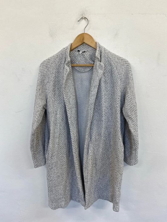 Next Chic Grey Herringbone Longline Cardigan UK 12 LN001