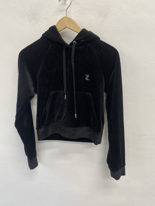 Lovely Juicy Couture Black Velvet Hoodie crop UK XS SD002