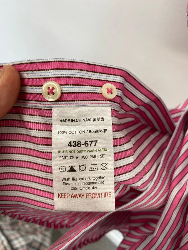 Duo of men’s striped shirts Next 16/16.5” blue Pink ND001