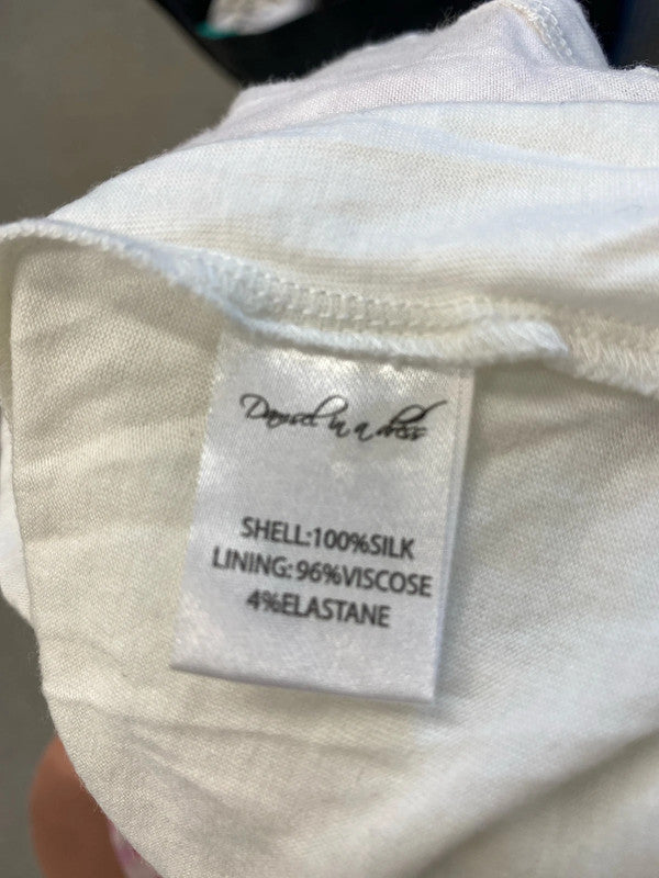 Stunning damsel in a dress silk pink purple pattern tunic top UK 14 KM005