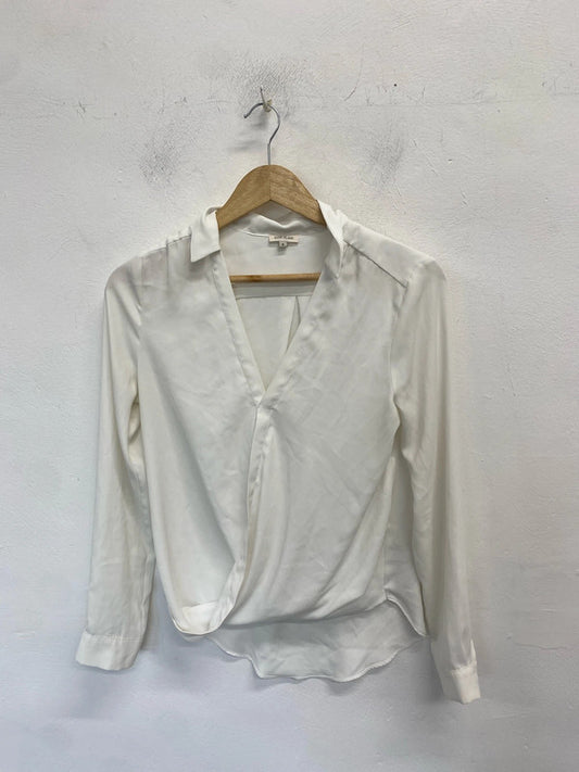 Lovely river island white blouse office vibes UK 8 JA001