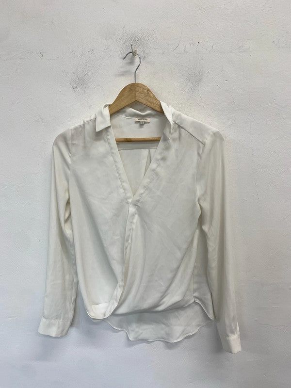 Lovely river island white blouse office vibes UK 8 JA001