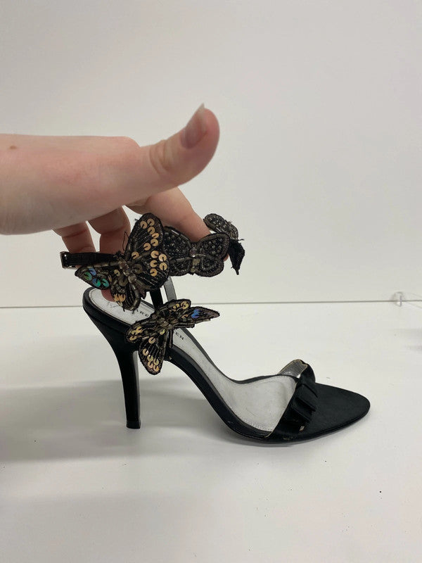 Karen Millen Gorgeous Black Embellished Butterfly Heels UK 5 AE001