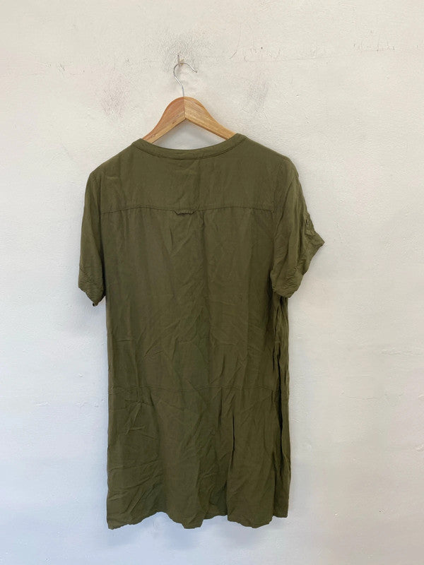 Lovely H&m khaki pocket tunic dress UK 16 KM003