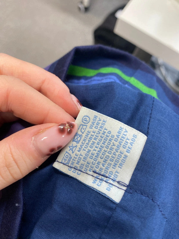 Stunning Boden blue green striped midi dress jewel neckline UK 12 MM005