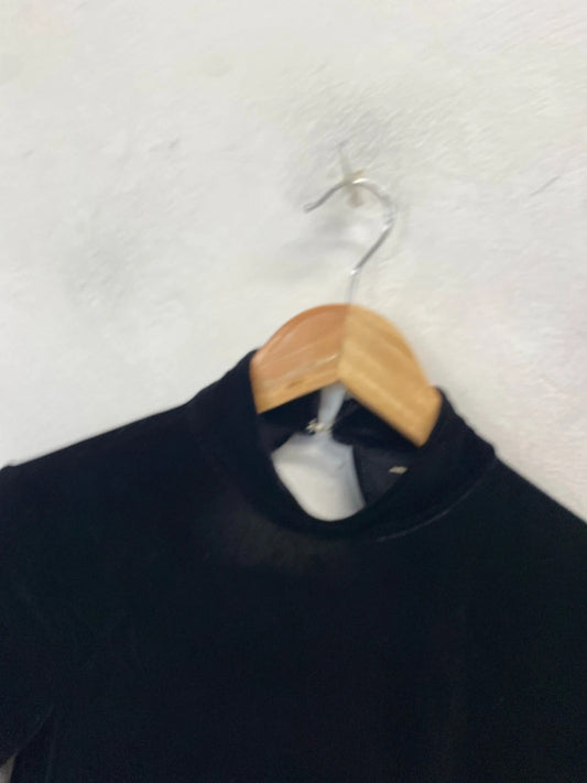 Lovely kimchi blue urban outfitters black velvet look open back mini dress UK XS AE001