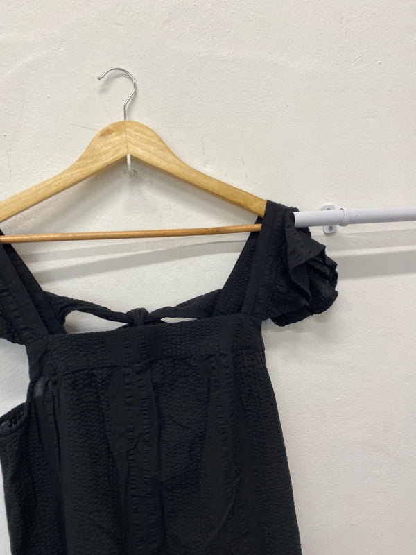 Fab F&F summer seersucker black dress Uk10 MB001