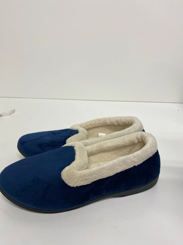 Fabulous cosy warm navy fluffy slippers Uk7 new JW002