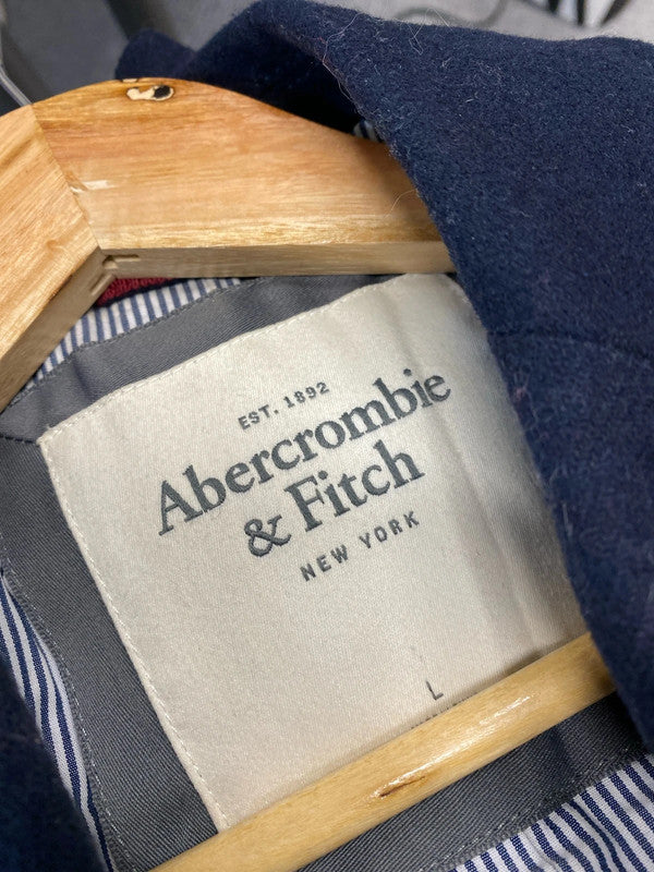 Super 3/4 sleeve wool blend blazer by Abercrombie & Fitch UkL navy AO001