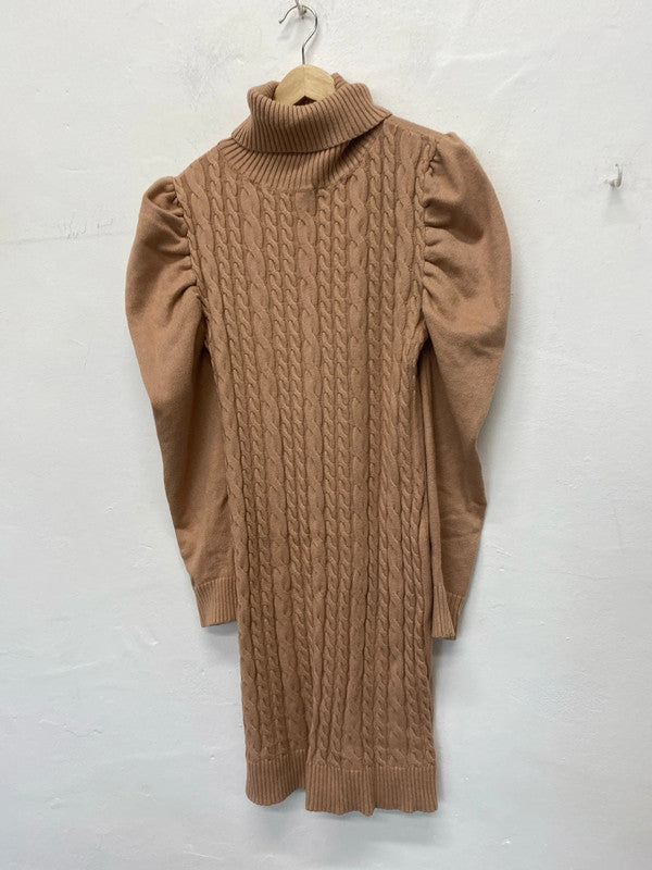 Girl In Mind biscuit beige cable-knit dress UkL LK009