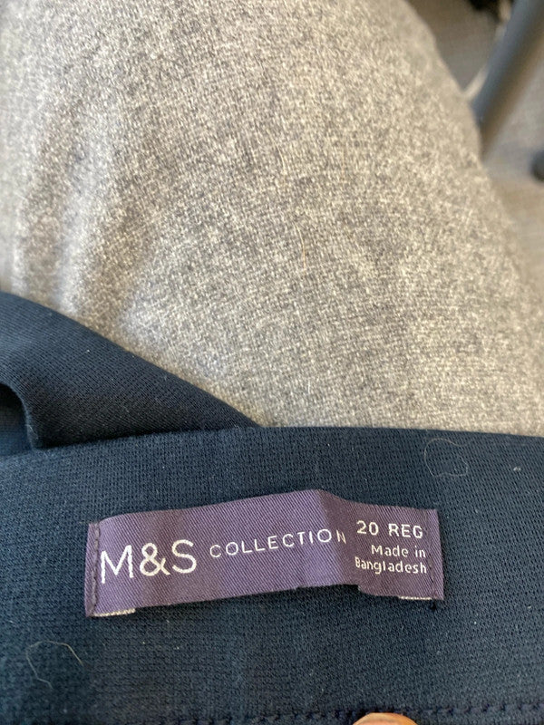 M&S navy wide leg Elasticated leggings classic Uk20 R RM002